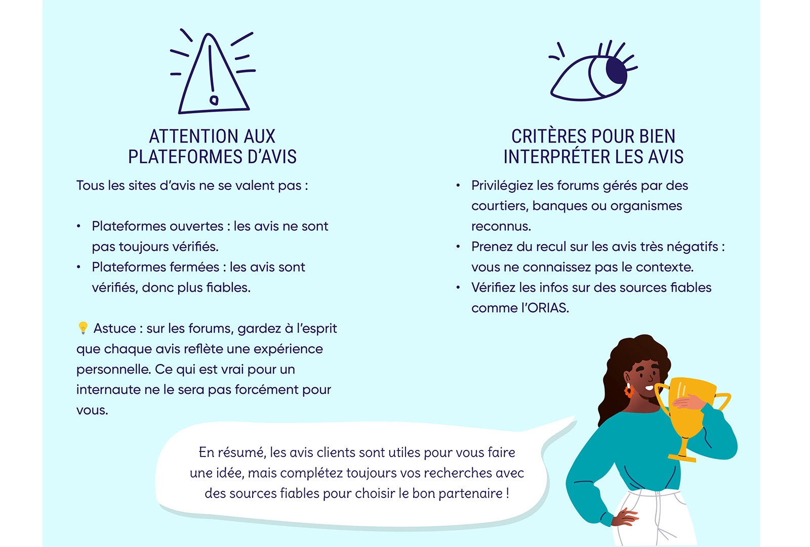 Infographie pour comprendre comment avoir des sources d'avis fiables